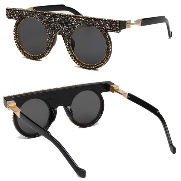 Rhinestone Bling Round steampunk sunglasses - Picture 6 of 6